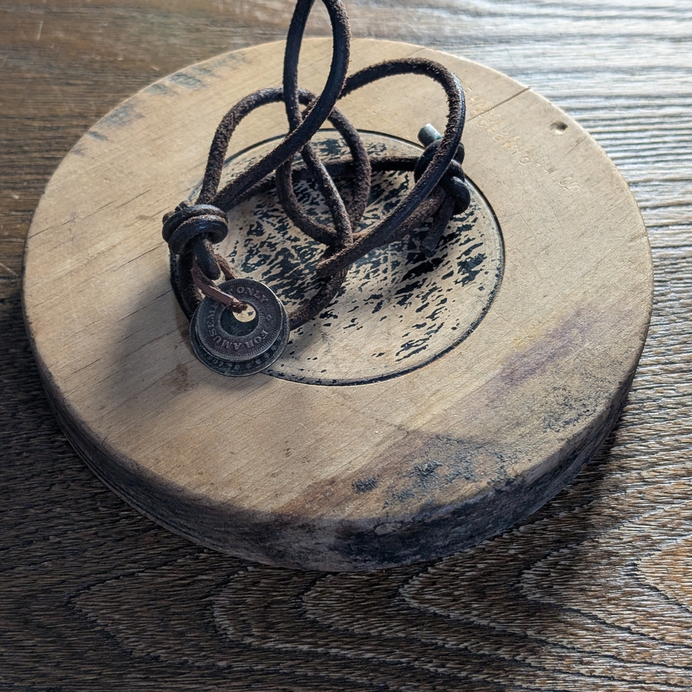 Distressed Leather Necklace with Coin Pendants